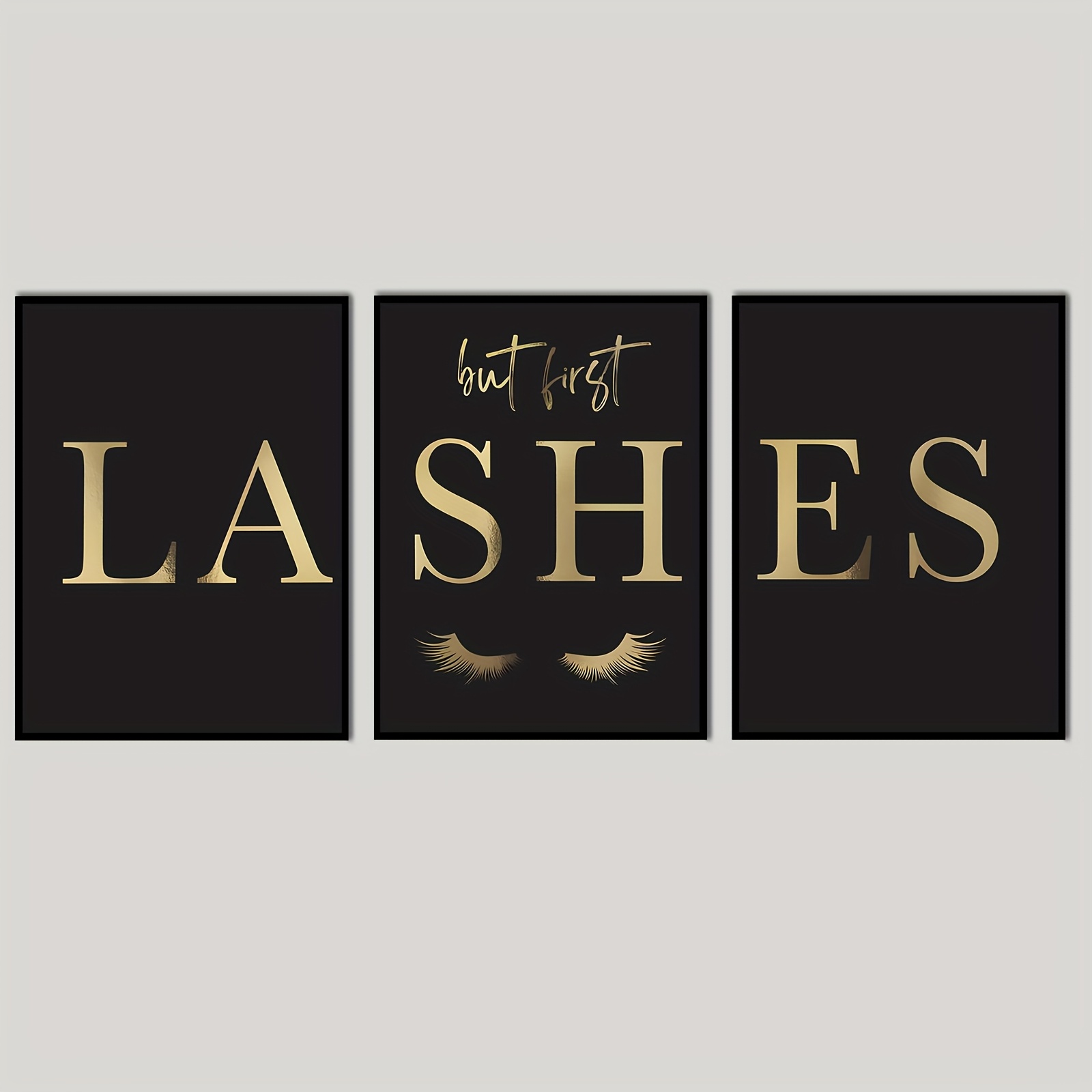 Eyelash Extension Eyelash - （Noframe 3PCS）-3pcs But First Lashes Prints
